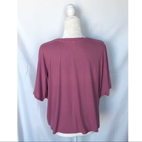 Old Navy Ribbed Tie Front Drop Sleeve Tee in Dusty Pink - Picture 7 of 11